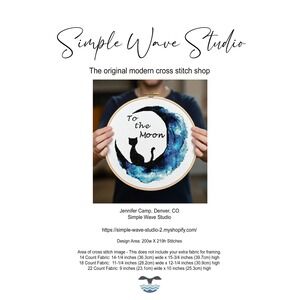 Black Cat to the Moon Counted Cross Stitch Pattern